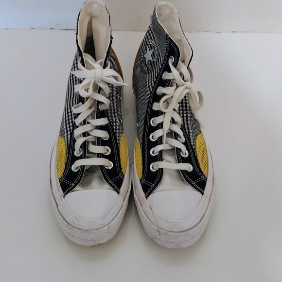 CONVERSE CHUCK TAYLOR ALL STAR 70 HIGH TOP M-6.5 W-8.5 BLK/YELLOW PLAID - Picture 2 of 11